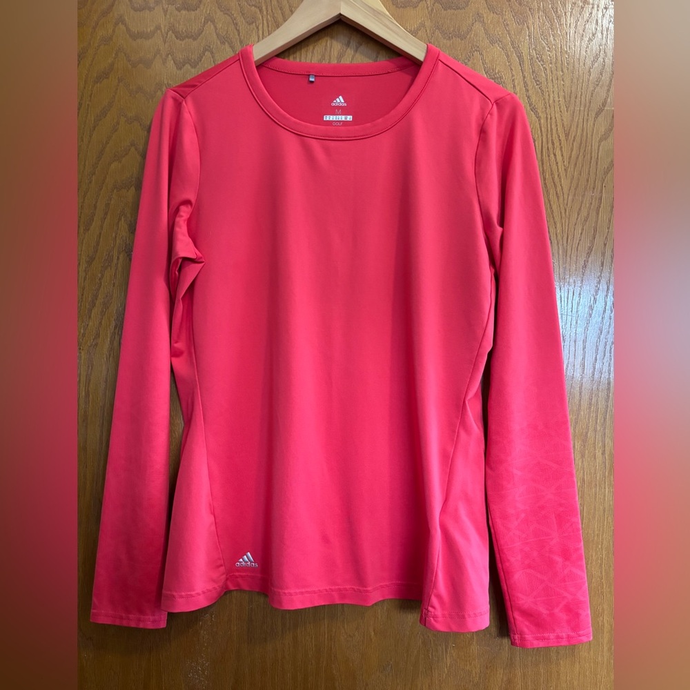 NWOT adidas Golf Long Sleeve Crew t-shirt, Medium, Salmon color.